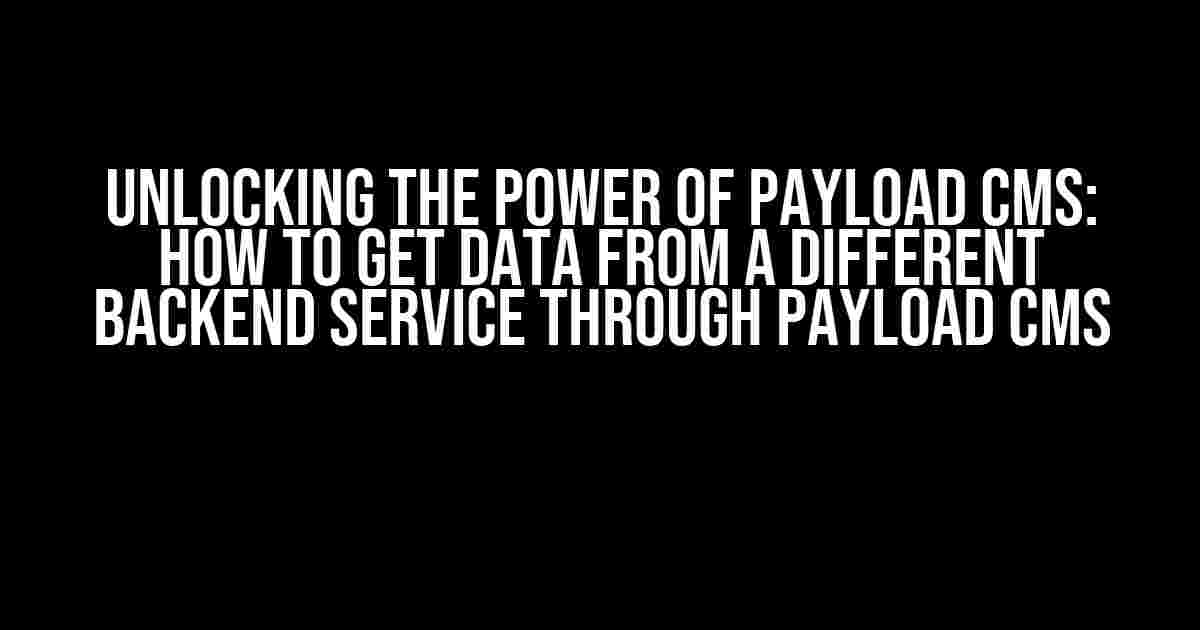 Unlocking the Power of Payload CMS: How to Get Data from a Different Backend Service Through Payload CMS